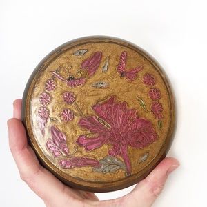 Vintage Brass and Enamel Butterfly Trinket Dish